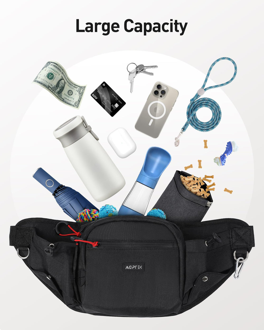 AGPTEK versatile fanny pack transforming into a spacious carry when needed.