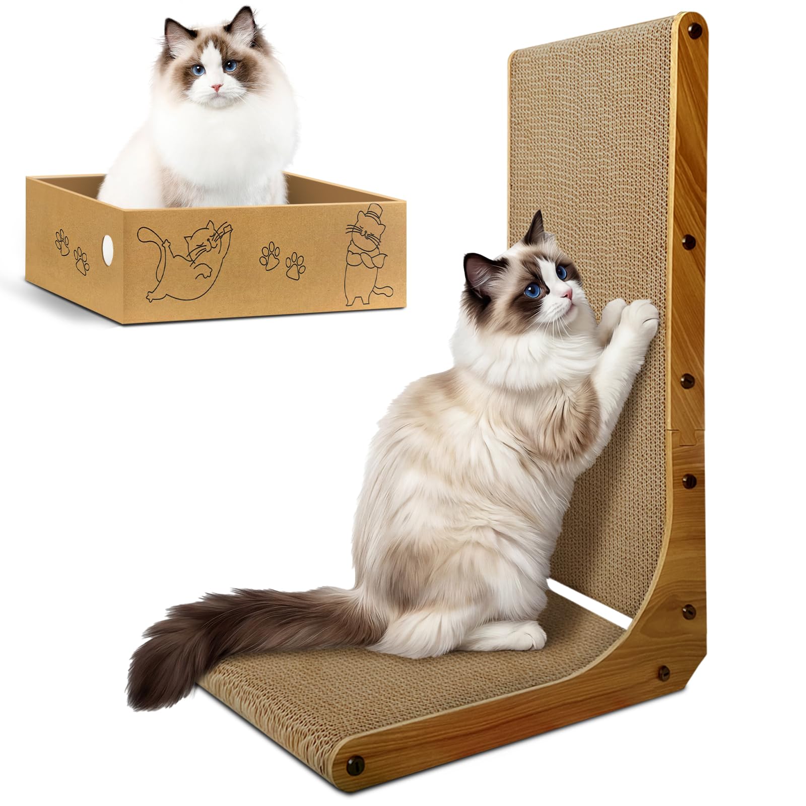 AGYM Cat Scratcher 26-inch L-shape for indoor cats, ideal for scratching and stretching.