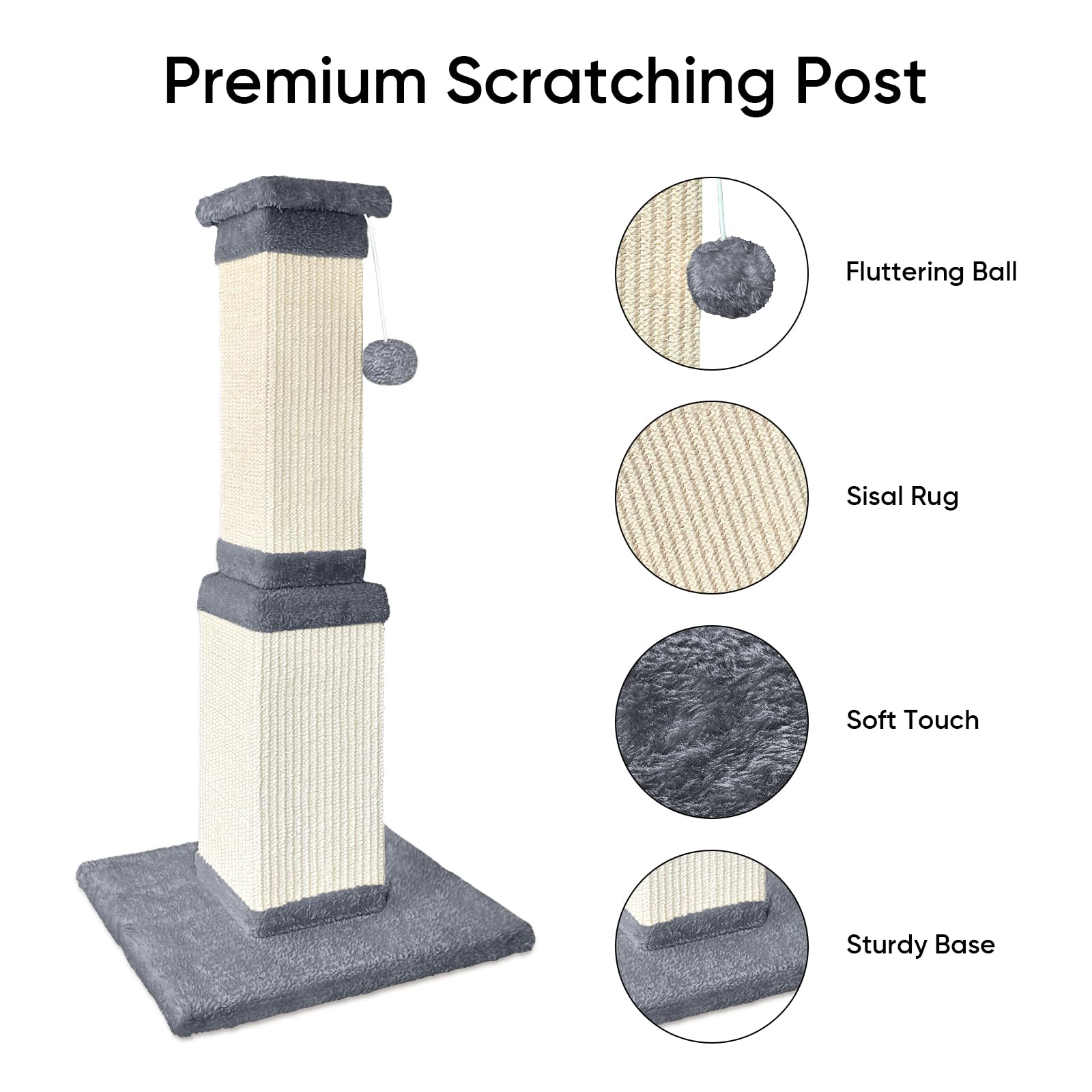 AGYM Cat Scratching Post 32-inch with sisal rope offers durable scratching for large cats