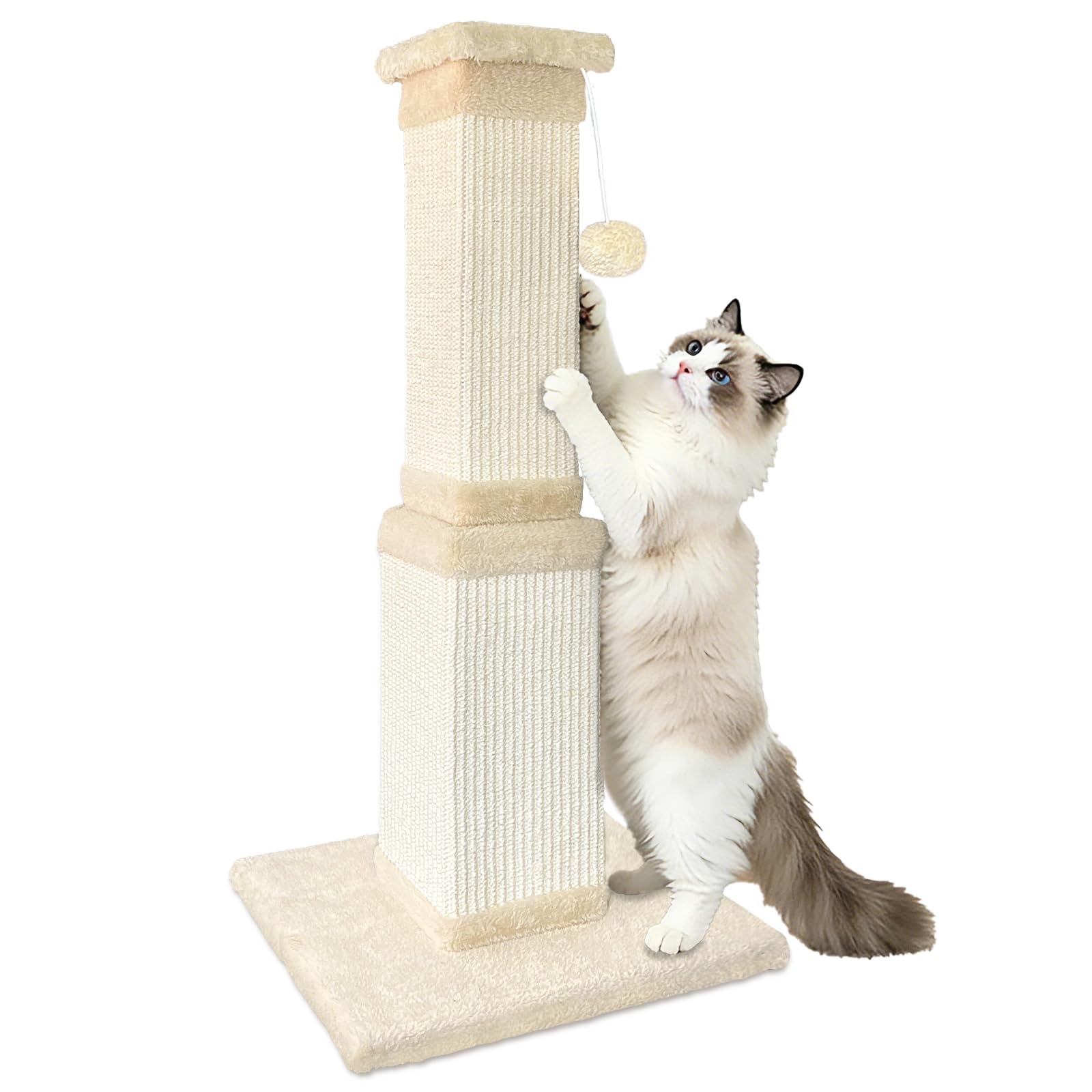 AGYM sisal scratch post 32-inch beige for large indoor cats