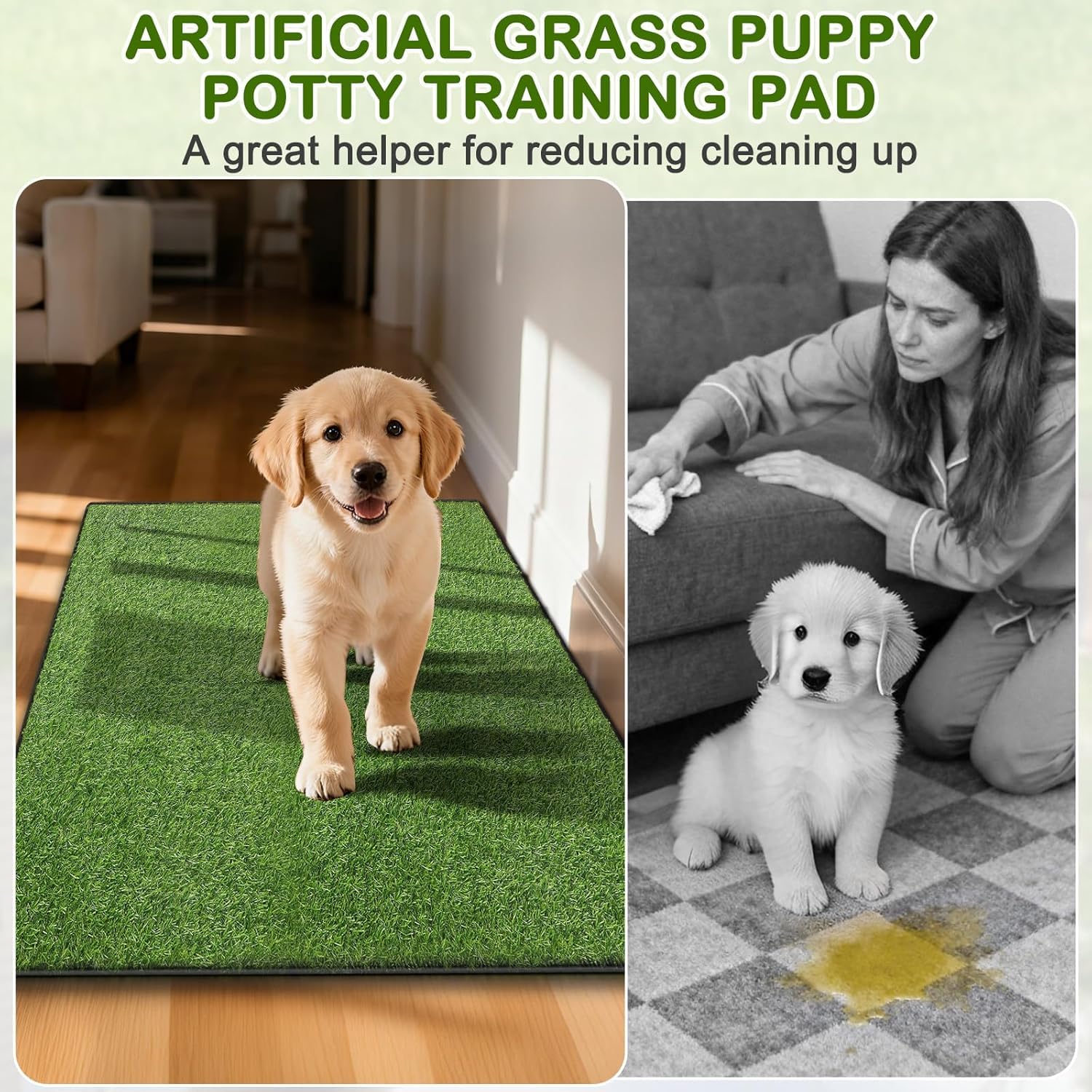 Aheemo soft realistic artificial grass fosters comfortable indoor potty sessions.