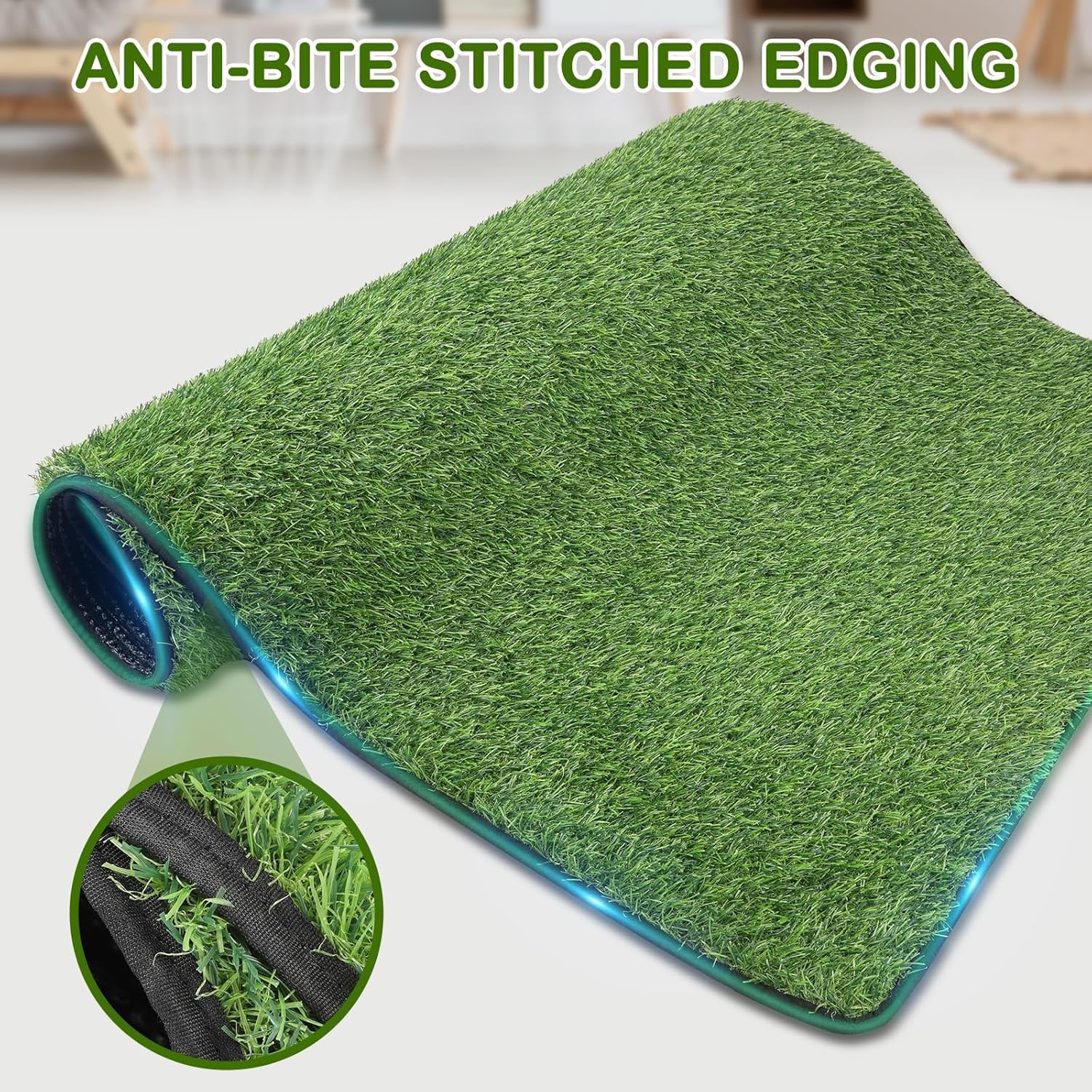 Aheemo washable hemmed-edge grass pad with drainage holes for mess-free maintenance.