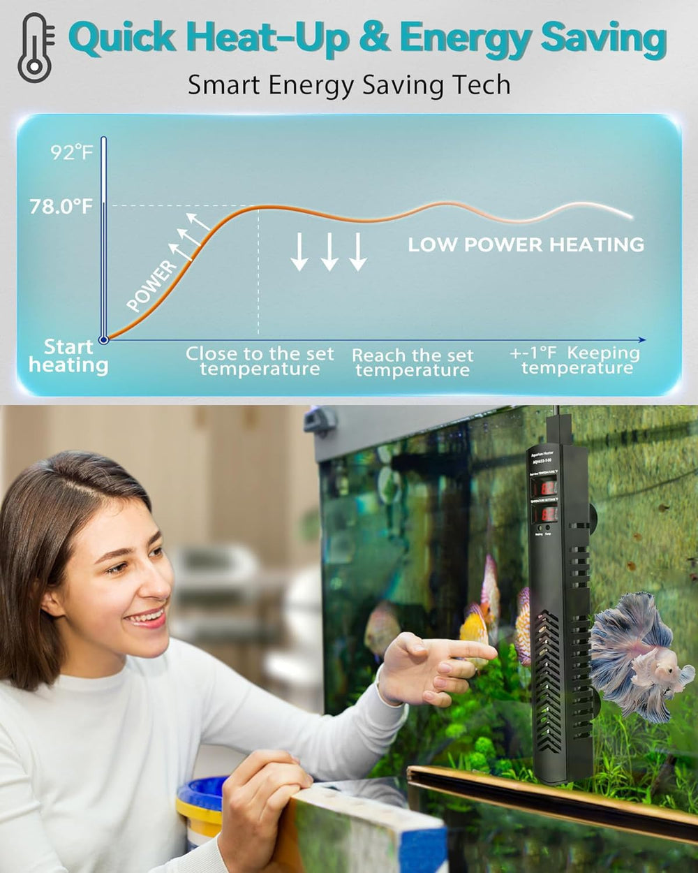 AHJ heater quick heat mode rapidly warms 40-70 gallon tanks