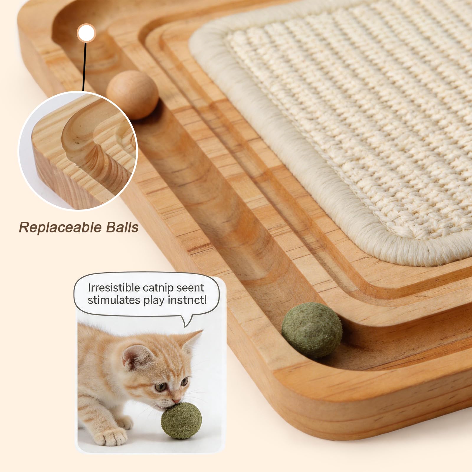 Ahomdoo scratch pad suits kittens to larger cats.