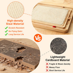 Ahomdoo wooden base scratcher stays stable during active play for all cat sizes.