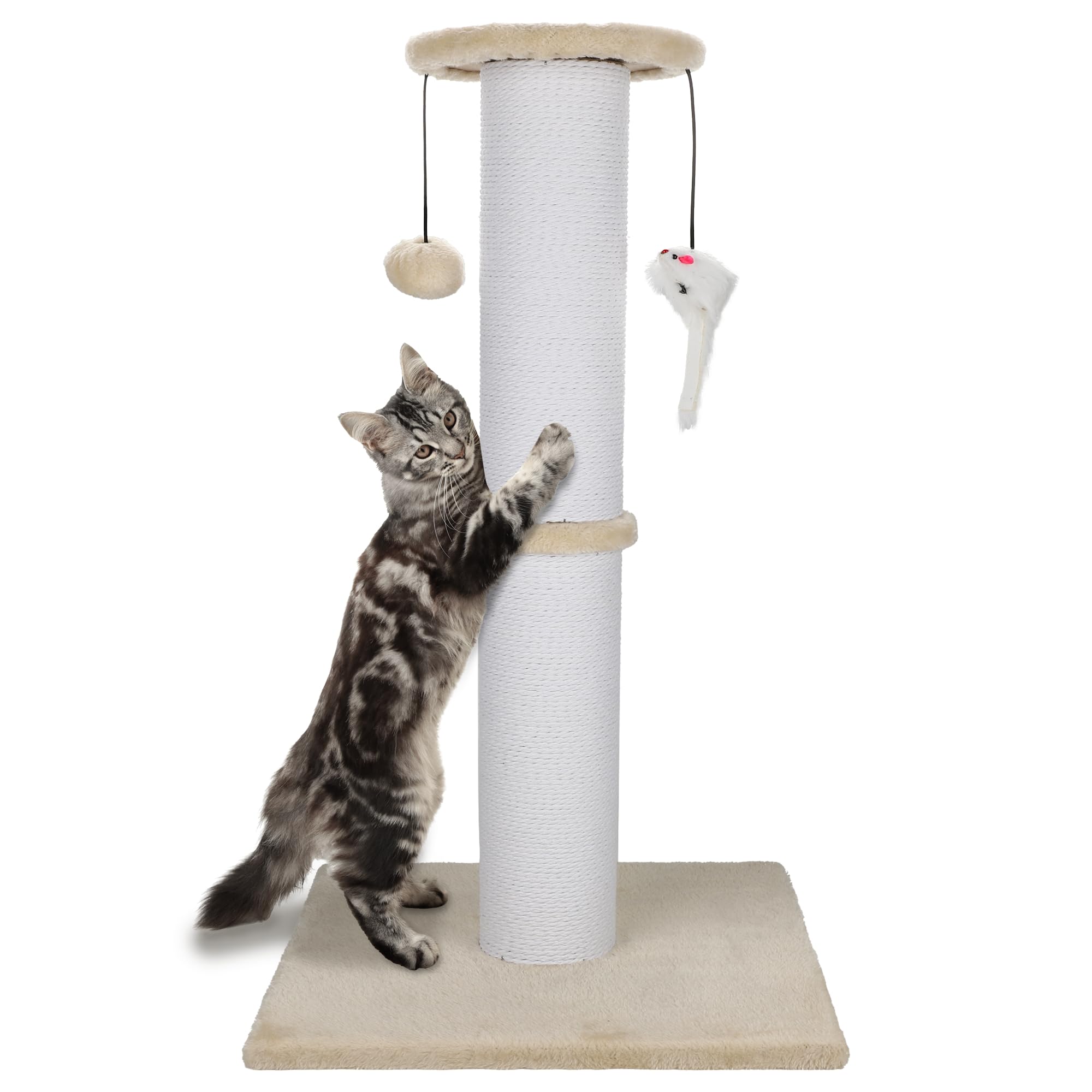 Ahomdoo cat scratching post 34 inches beige for vertical stretching and healthy claws.