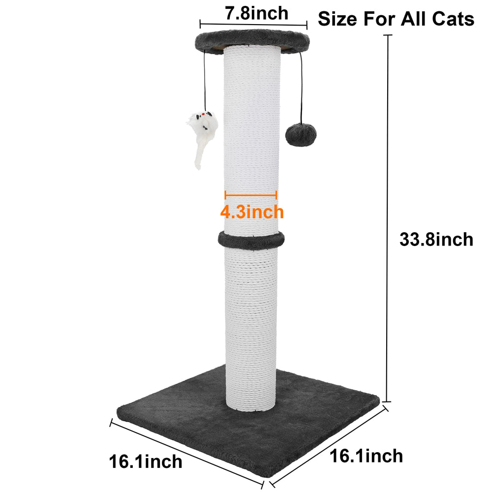 Ahomdoo cat scratching post 34-inch vertical with sisal rope for scratching