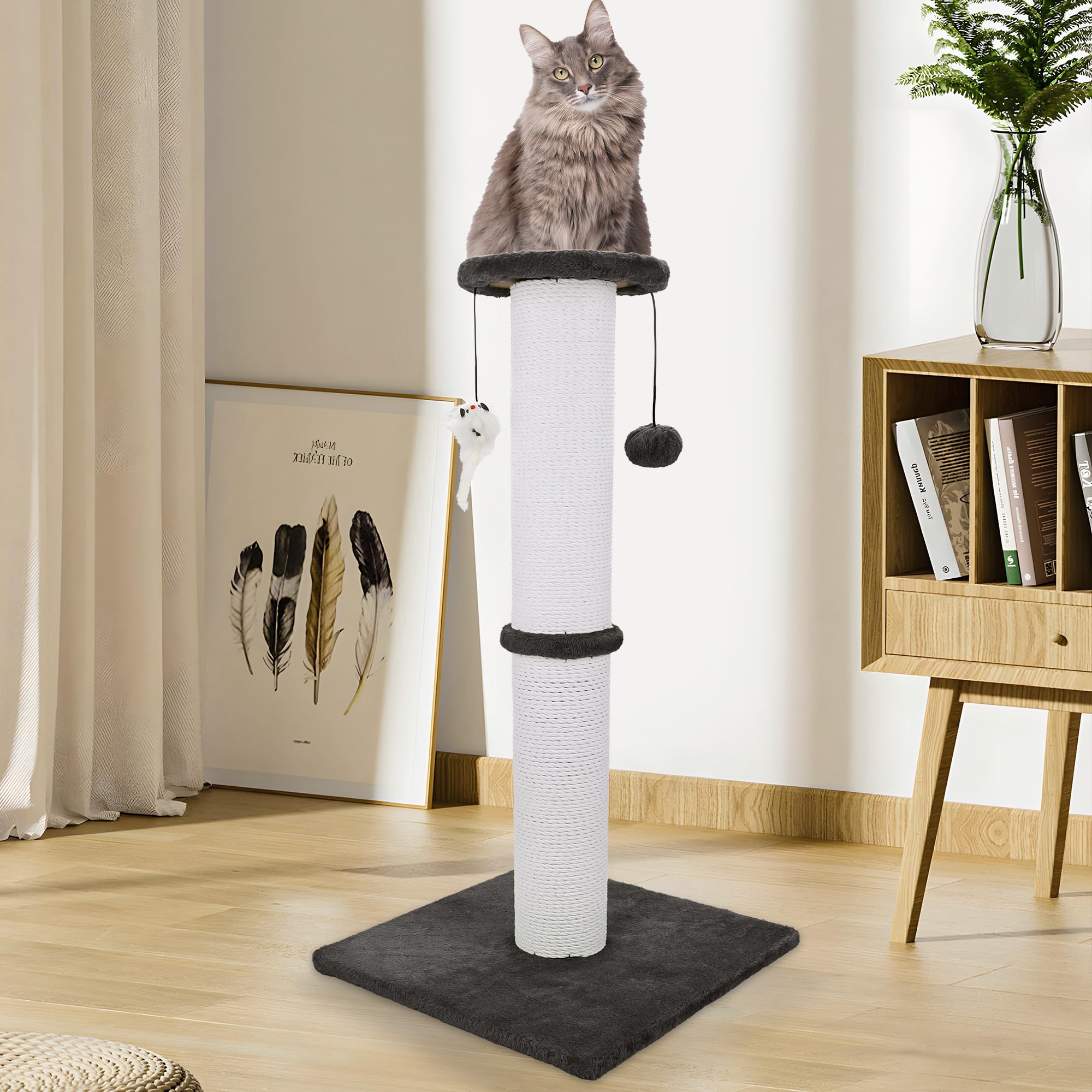 Ahomdoo black finish cat scratching post complements modern homes