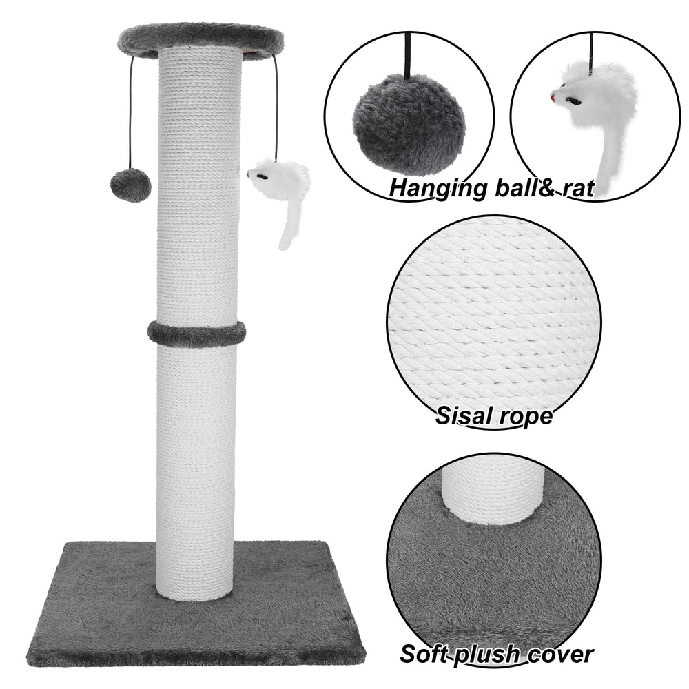 Ahomdoo cat scratching post extra tall 34in supports full body stretches.
