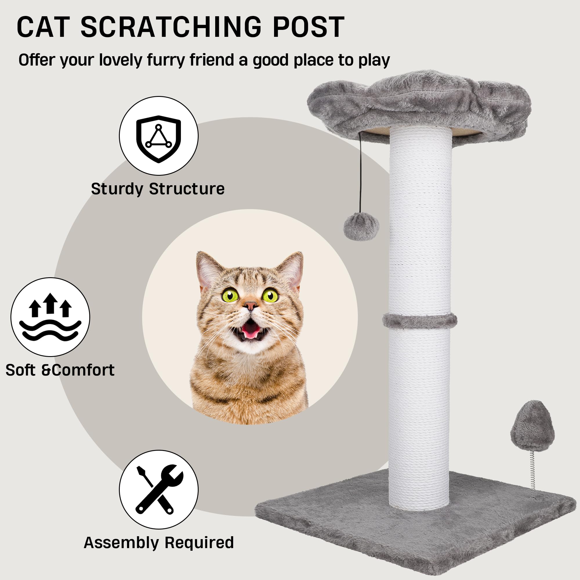 Ahomdoo grey sleek design blends with home decor while supporting scratching.