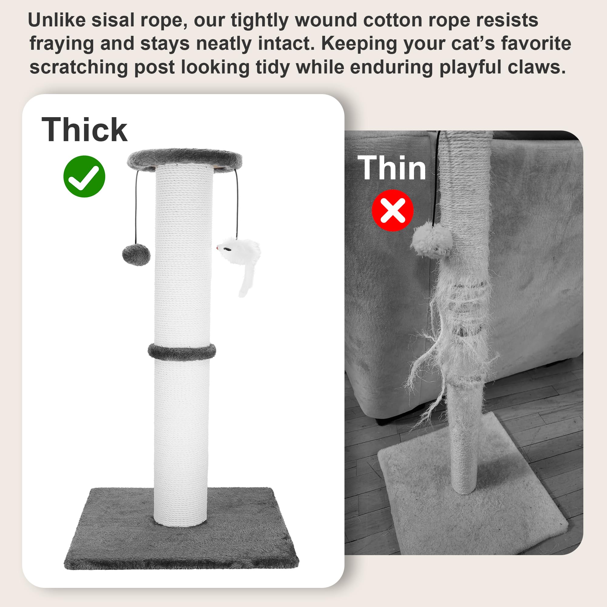 Ahomdoo cat scratching post hanging ball invites interactive play by furniture.