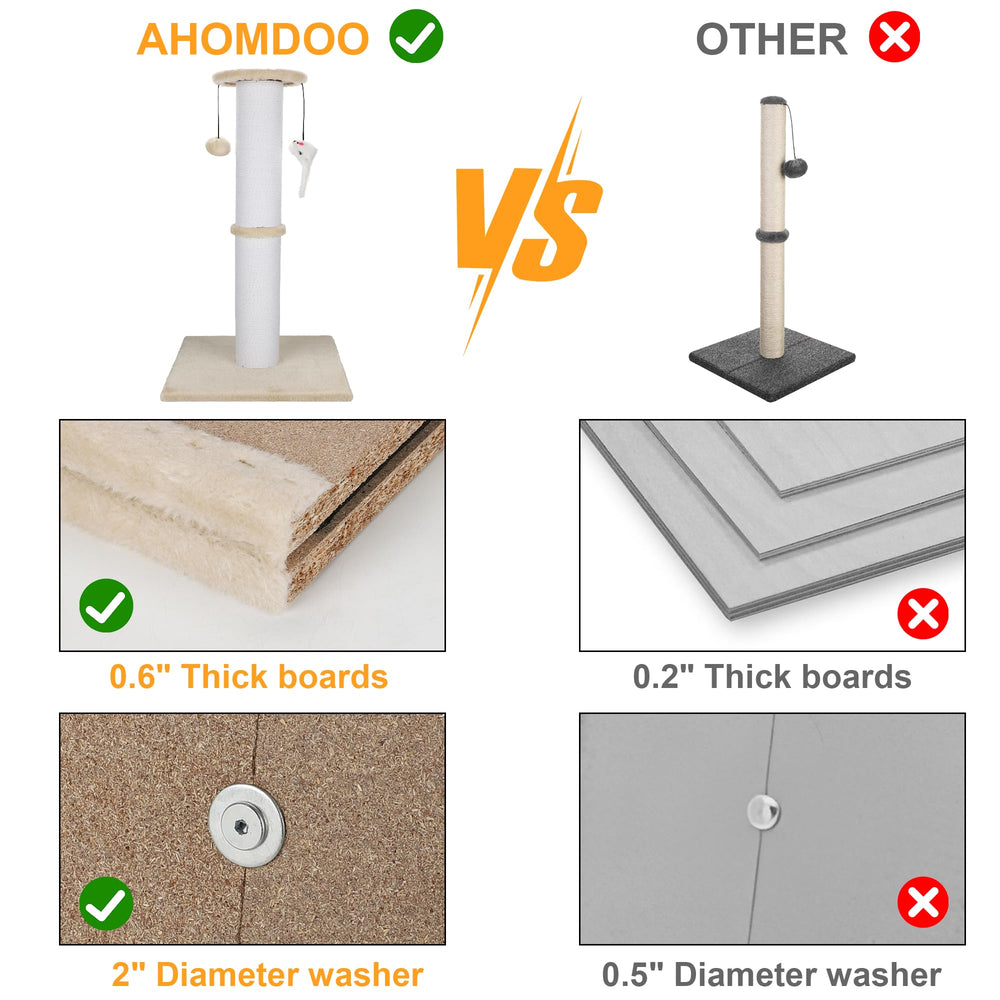Ahomdoo hanging ball adds interactive play during scratching sessions.