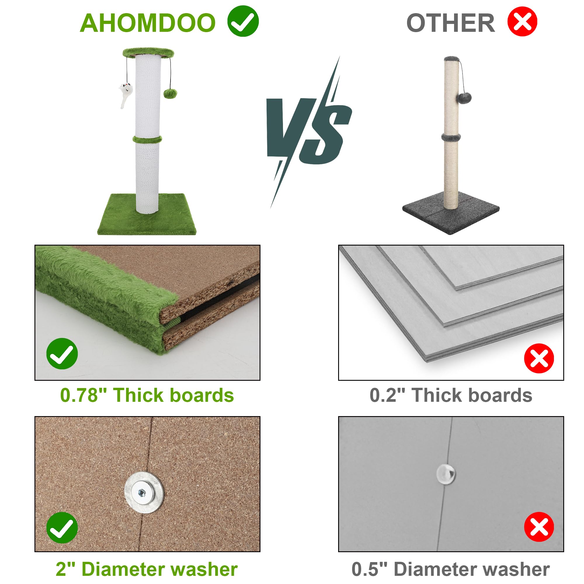 Ahomdoo indoor scratching post with multi-surface options for claws