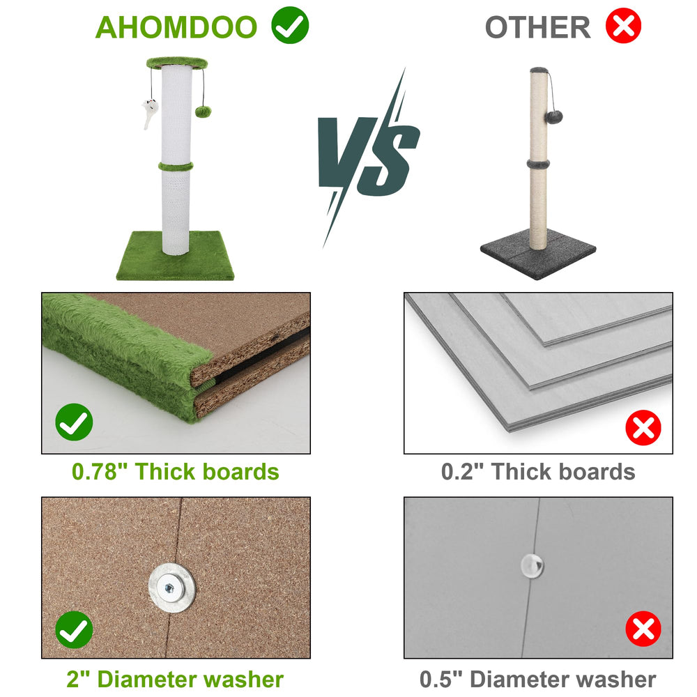 Ahomdoo indoor scratching post with multi-surface options for claws