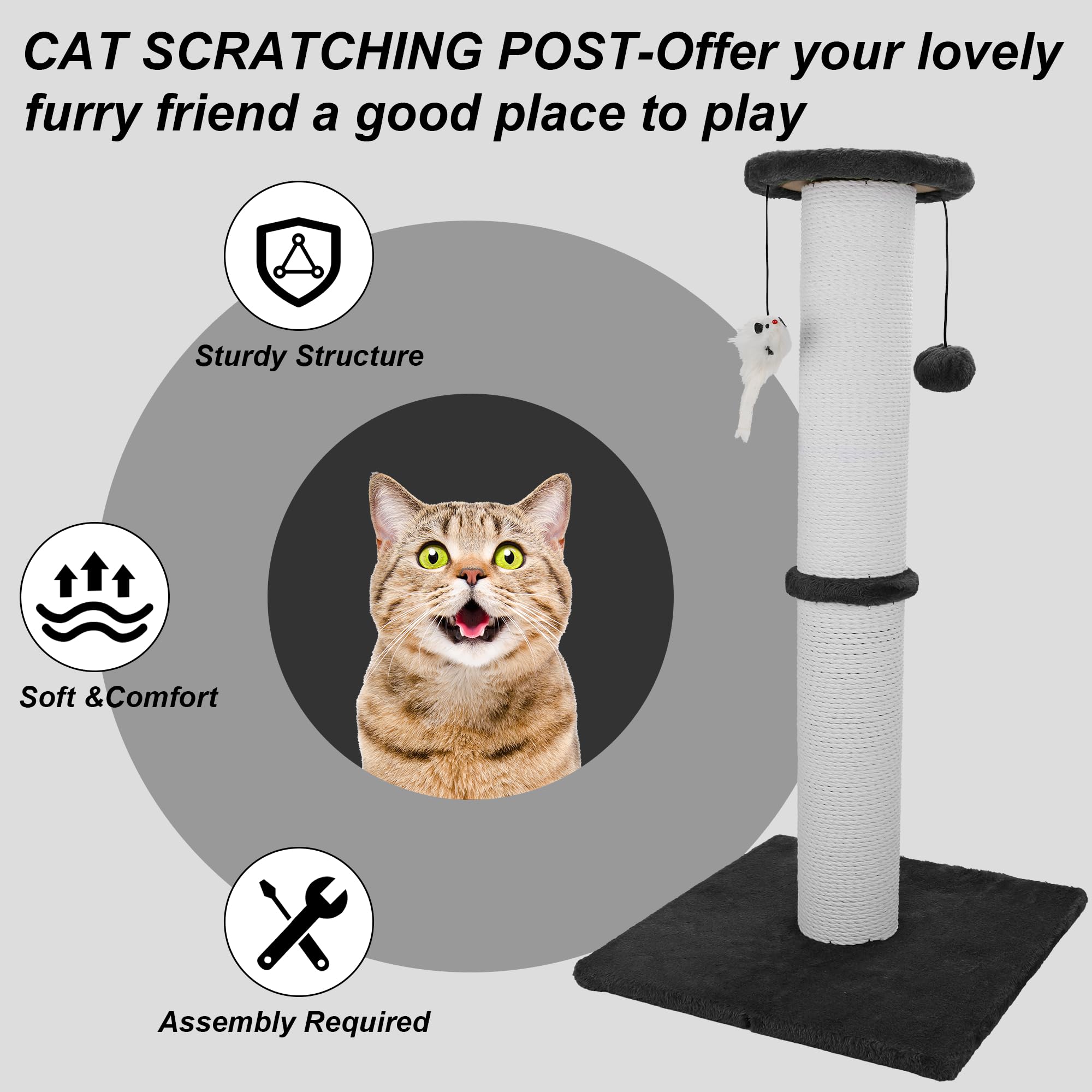 Ahomdoo indoor-use cat post ready for quick setup and stable use