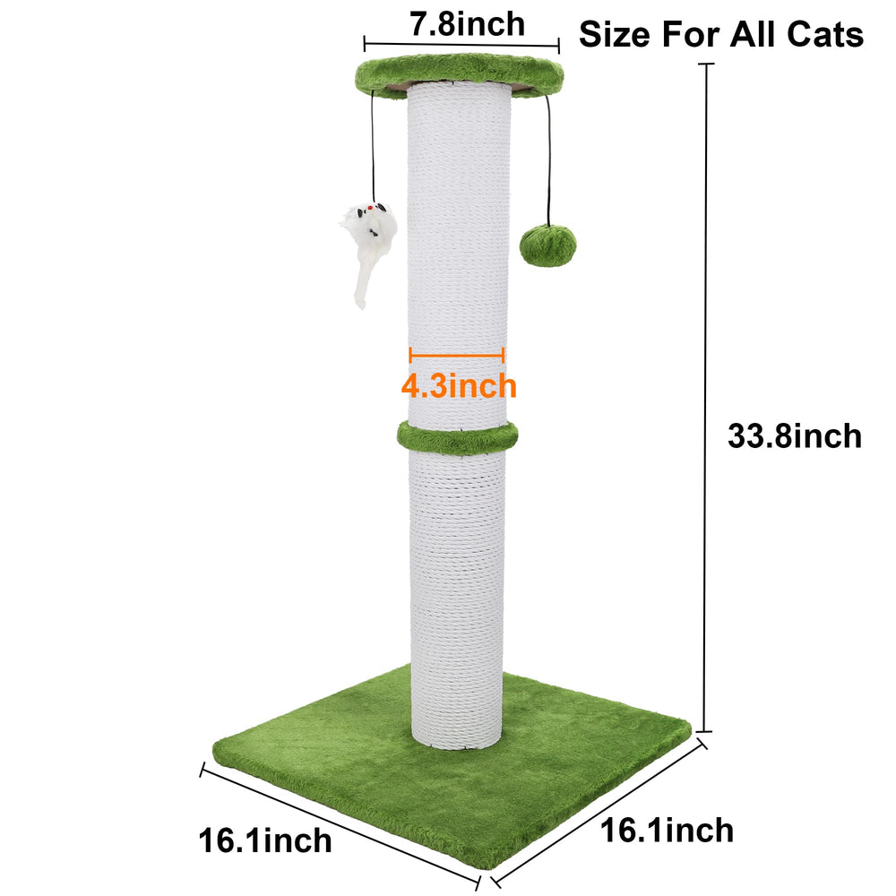 Ahomdoo sisal rope post with hanging ball for interactive cat play