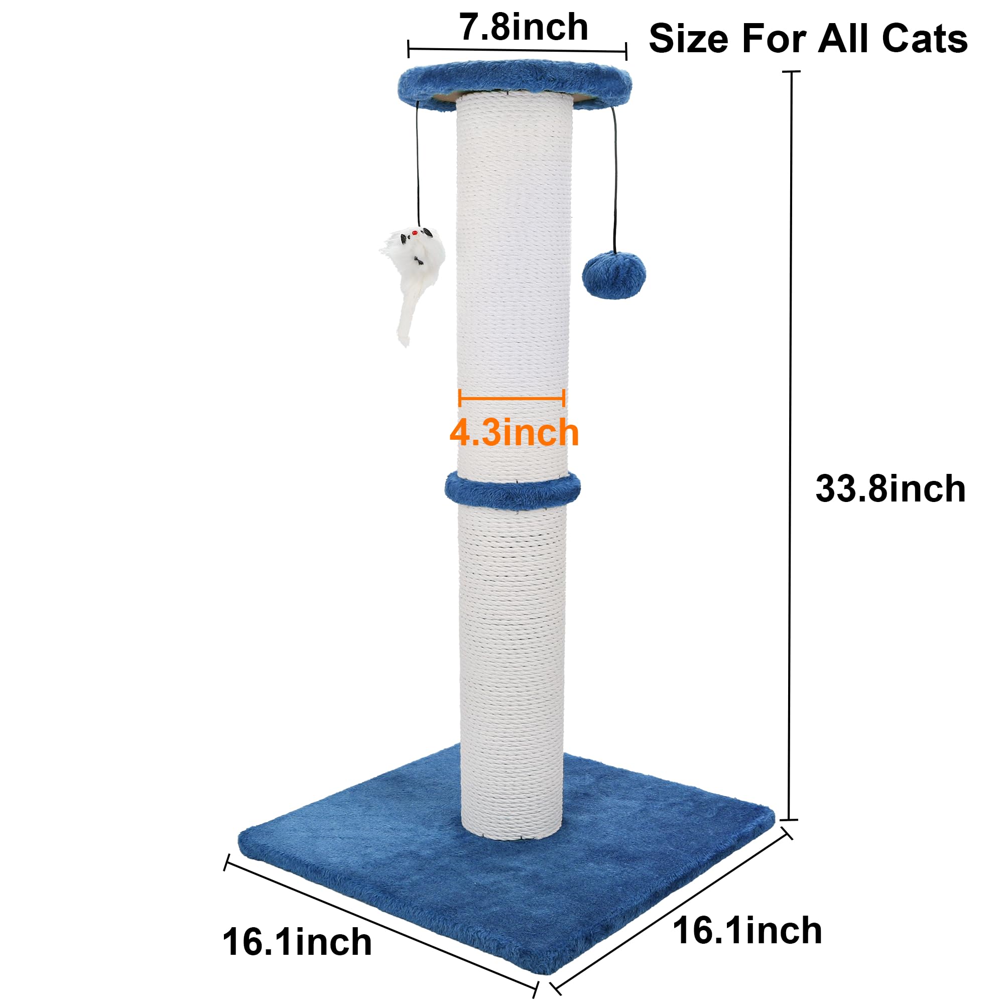Ahomdoo sisal rope-wrapped post for long-lasting scratching surface