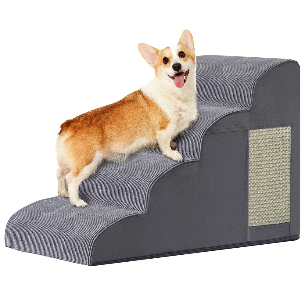 Ahpmeoa 4-step dog stairs bed ramp for small dogs, easing bed access