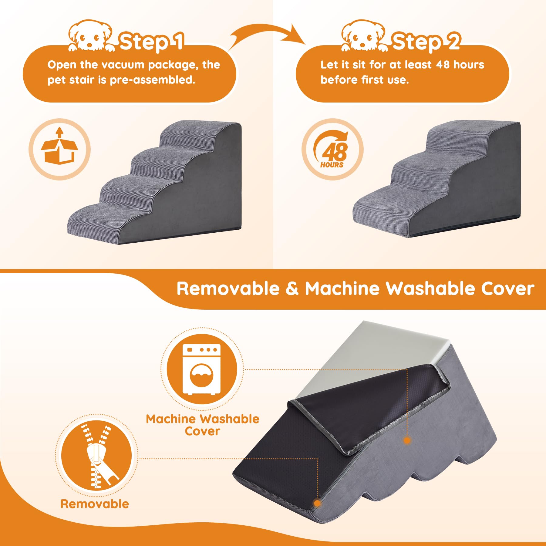 Ahpmeoa dog steps include a cat scratching area for pets.