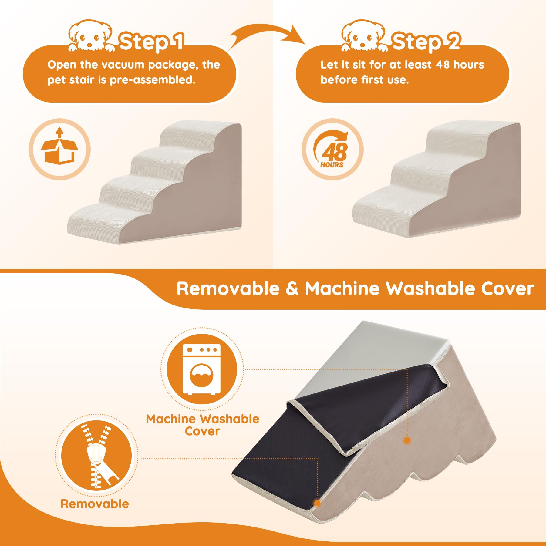 Ahpmeoa Dogs Steps compact assembly, quick setup against sofa or bed for stability