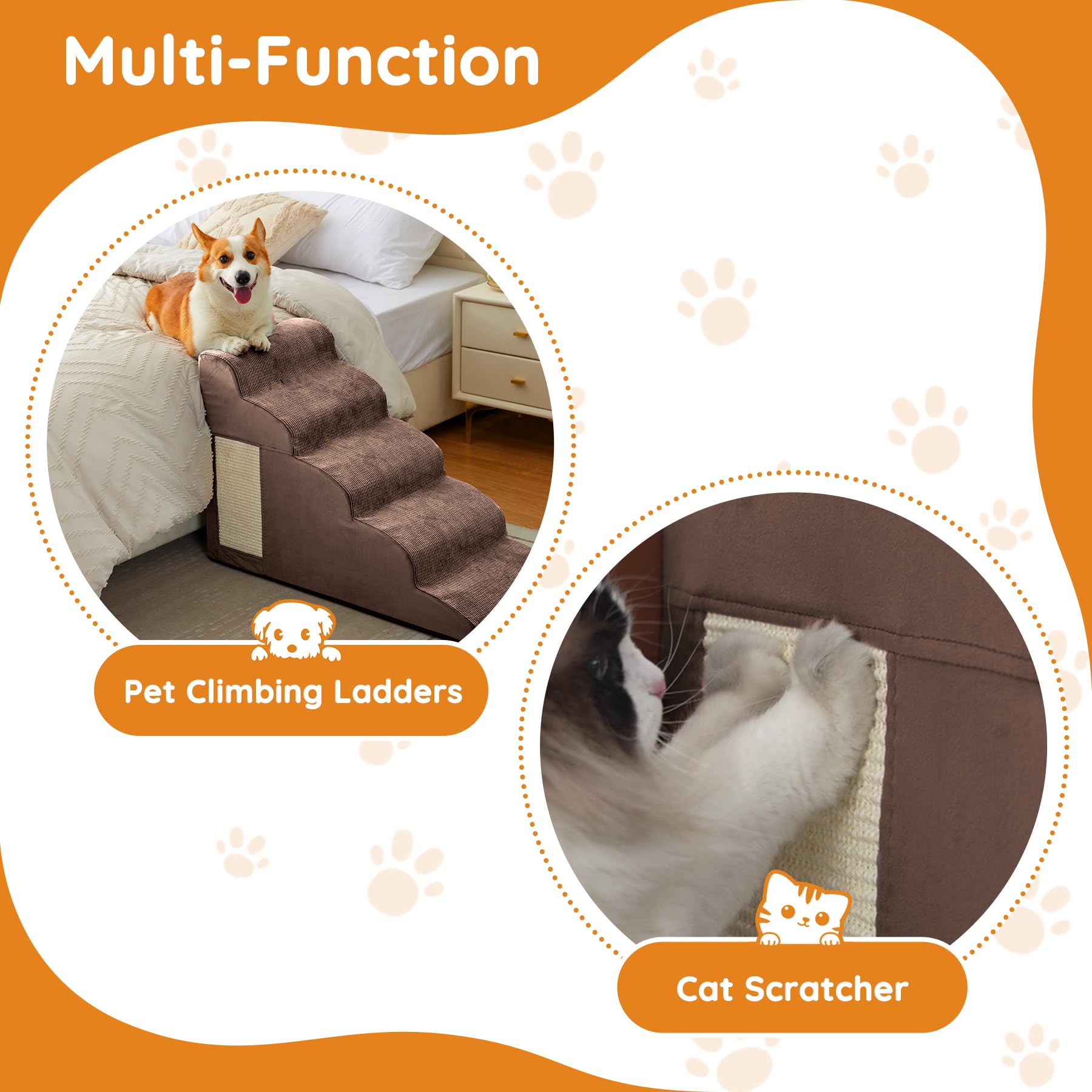 Ahpmeoa curved steps deliver comfortable grip for puppies.