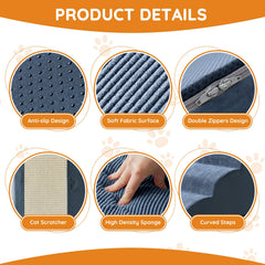 Ahpmeoa Navy 2-step steps ease pets onto chair with soft grip.