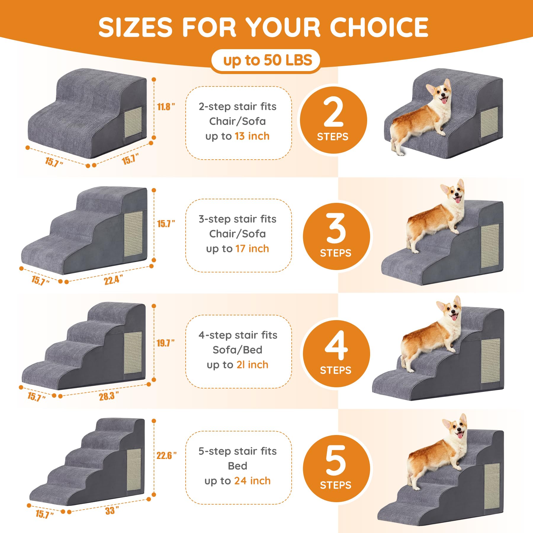 Ahpmeoa pet stairs bed sofa use helps pets reach height easily