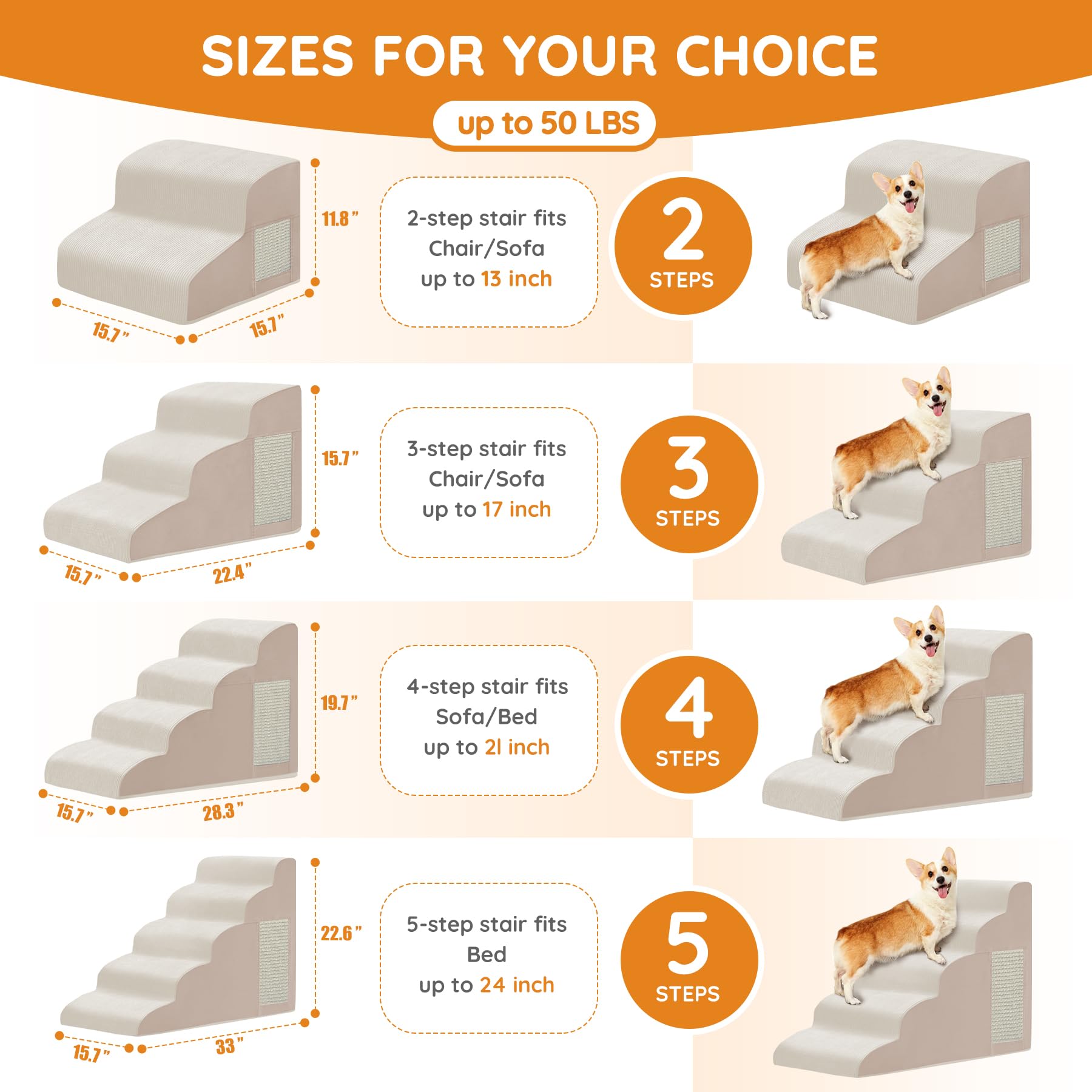 Ahpmeoa Pet Stairs non-slip bottom for confident footing