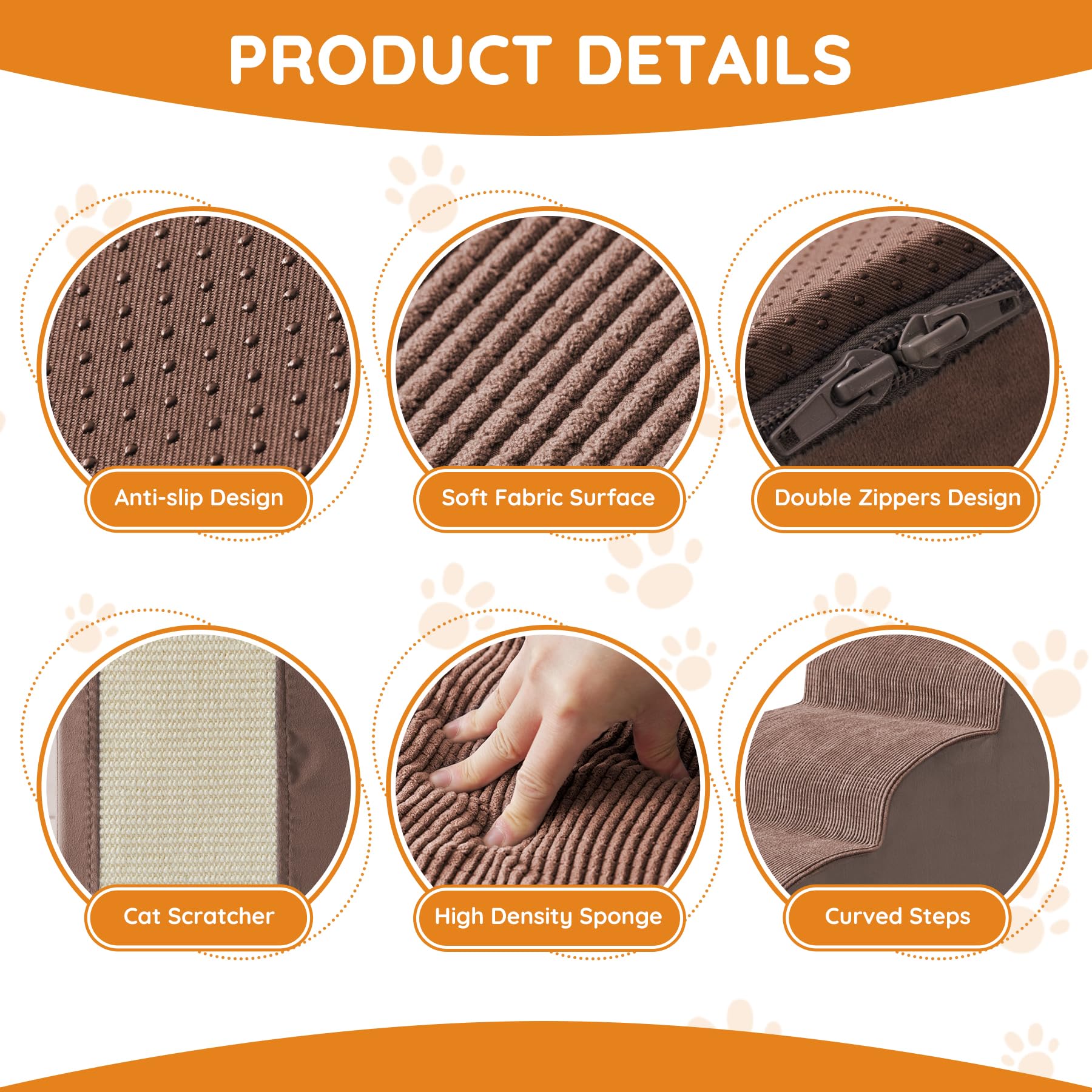 Ahpmeoa pet stairs non-slip bottom provide stable footing on floors.