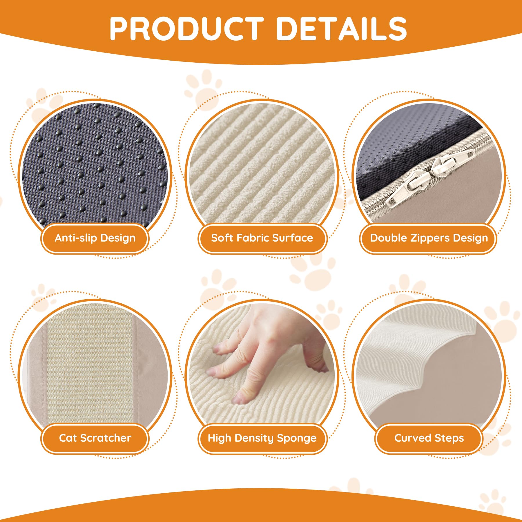 Ahpmeoa Pet Stairs removable washable cover for easy cleaning