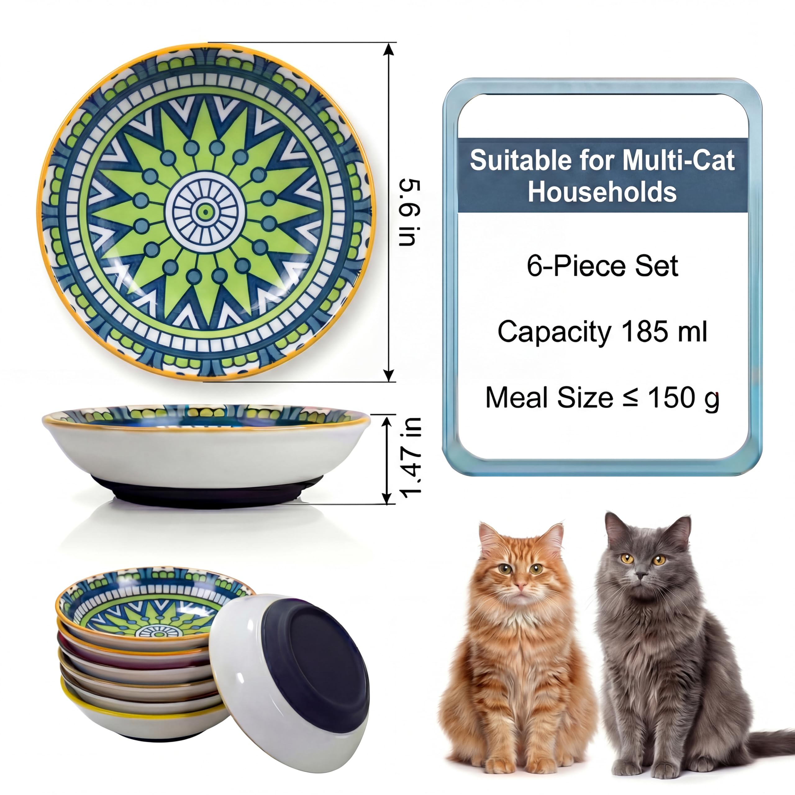 AHX cat bowls with non-slip base prevent sliding during feeding