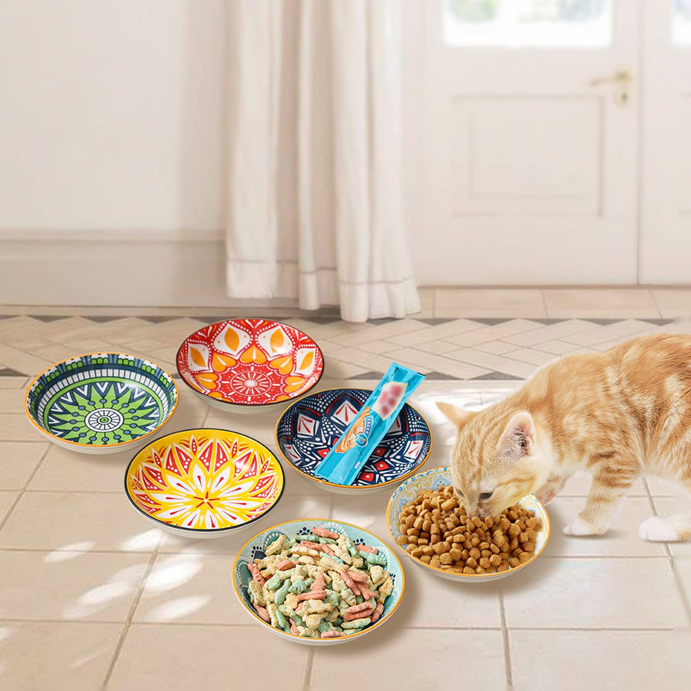 AHX stackable ceramic cat bowls for easy storage