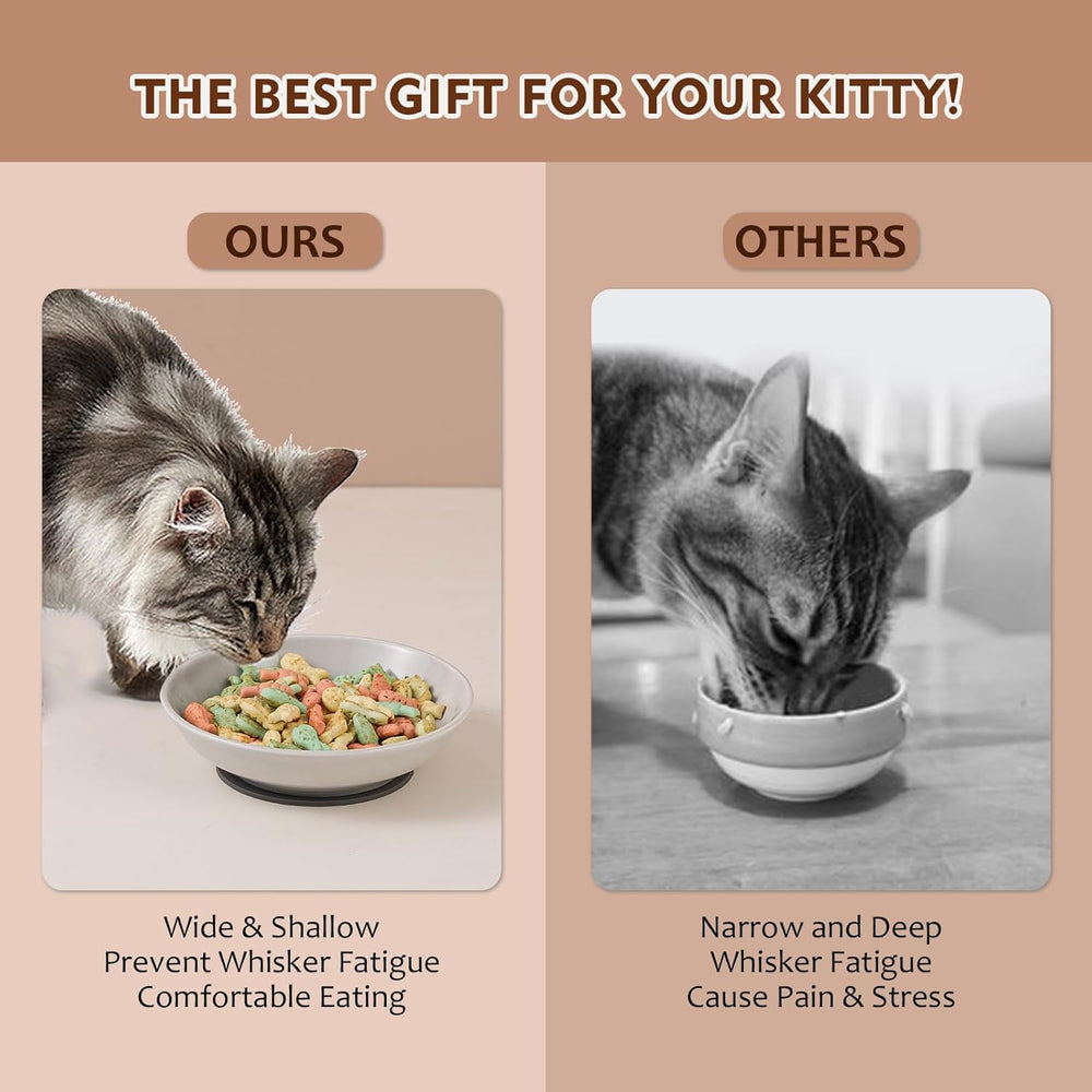 AHX cat bowls with non-slip pads prevent sliding during meals.