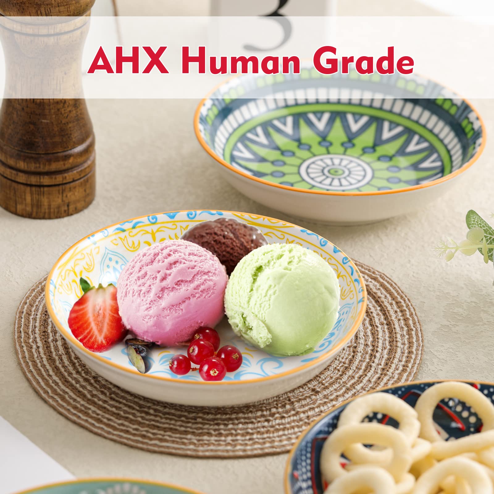AHX colorful geometric and floral bowl patterns brighten pet feeding areas