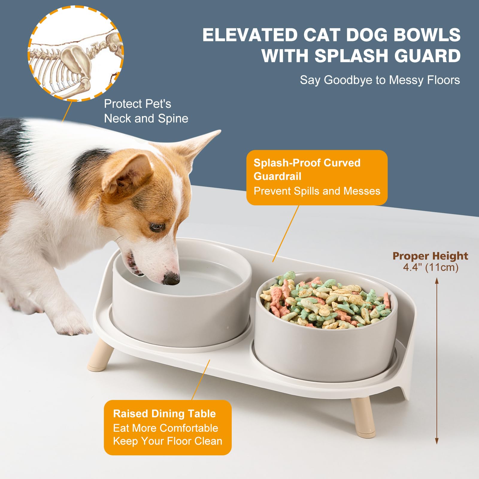 AHX two ceramic bowls 850ml each for food and water.