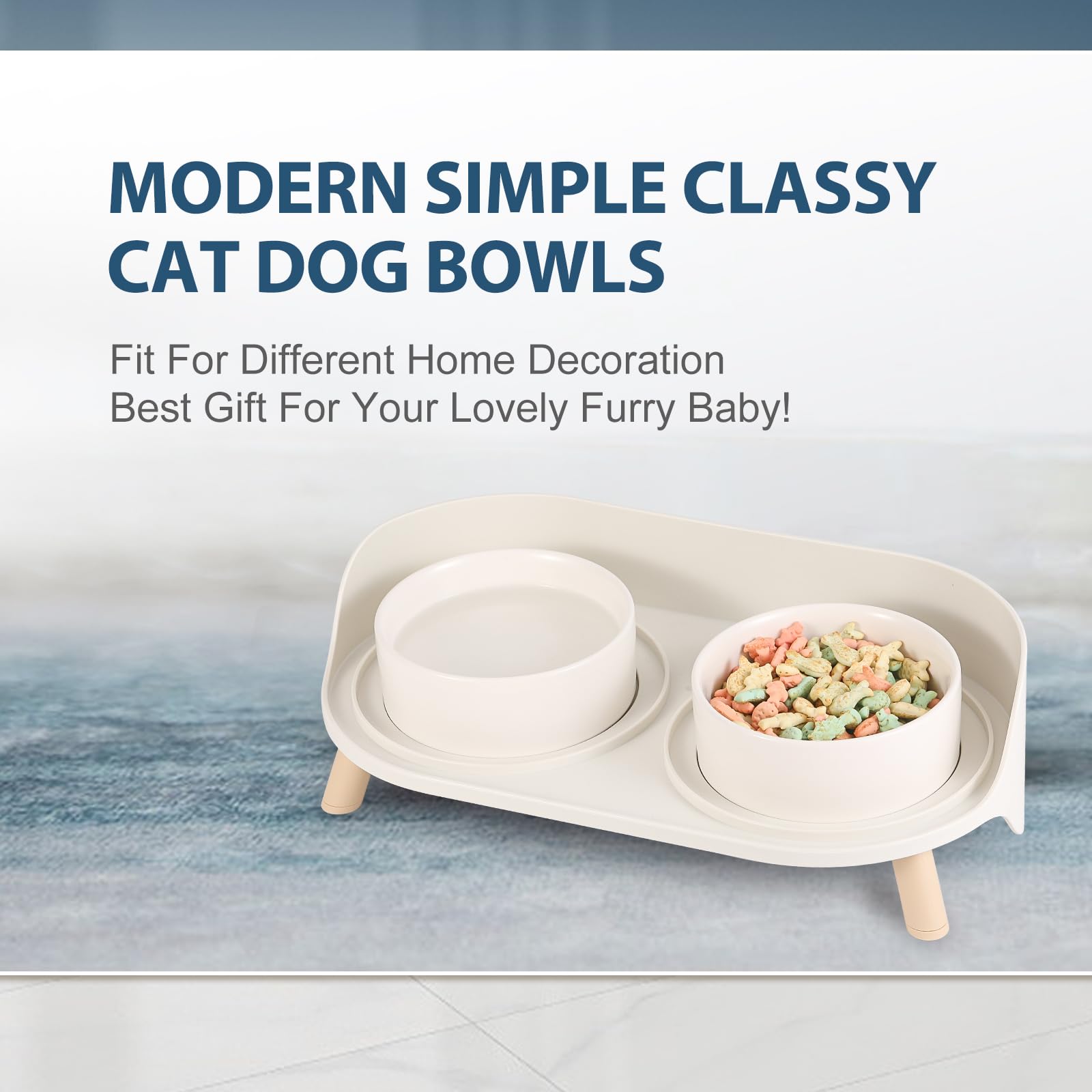 AHX white raised bowl design for tidy feeding visuals