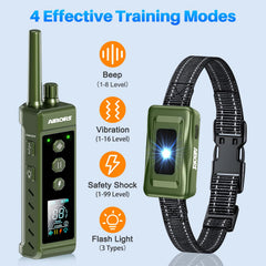 AIBORS dog shock collar night light highlights collar visibility during evening walks