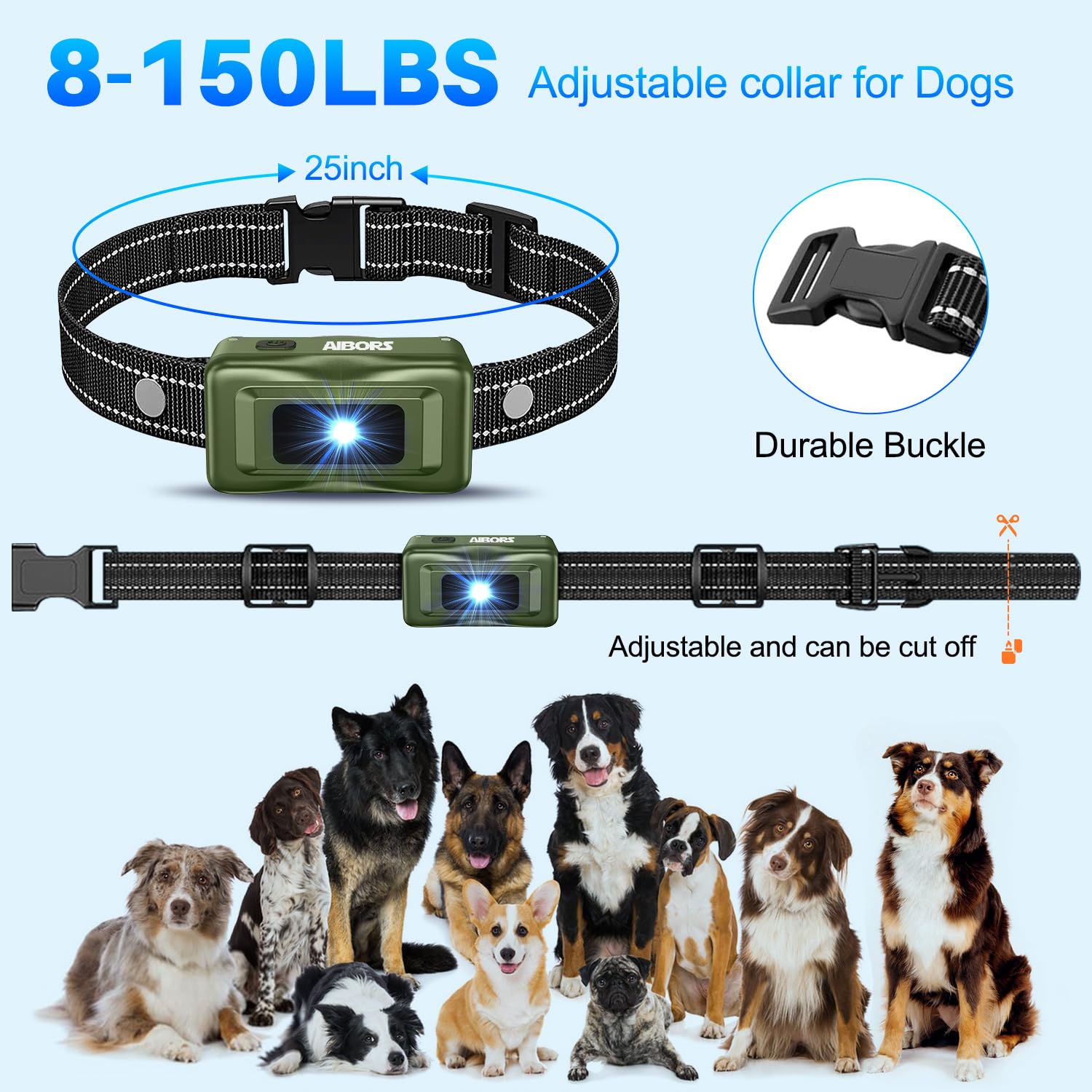 AIBORS dog shock collar remote range shows stable signal for distance training