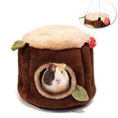 Aichillatum guinea pig hideout, stump style, cozy shelter for small pets.