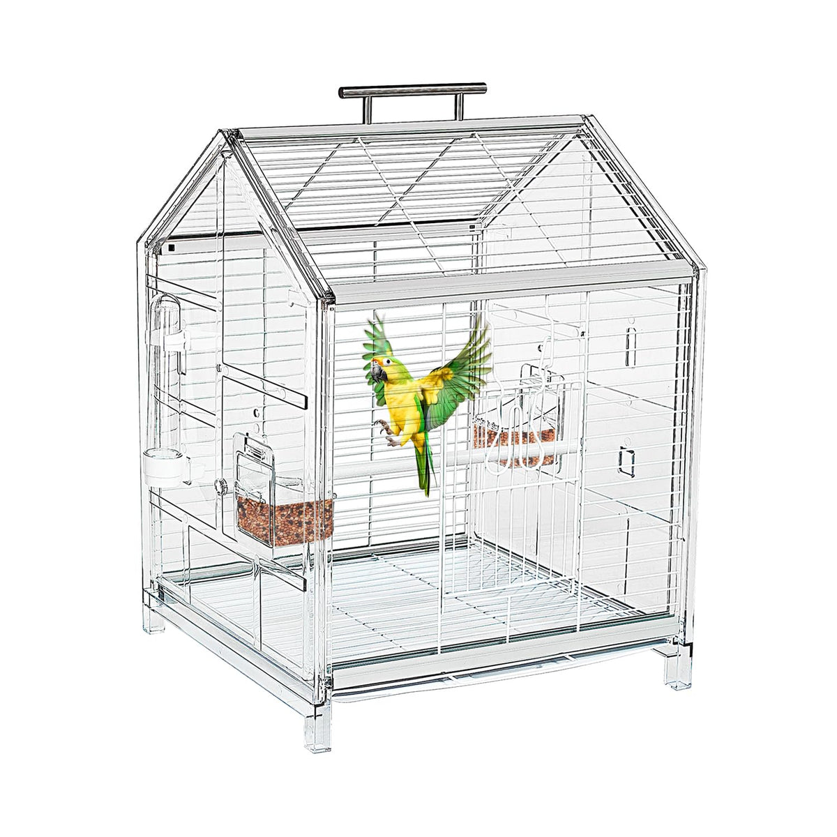 AideeGrowth 20.5-inch small bird cage front view for observation and ventilation.