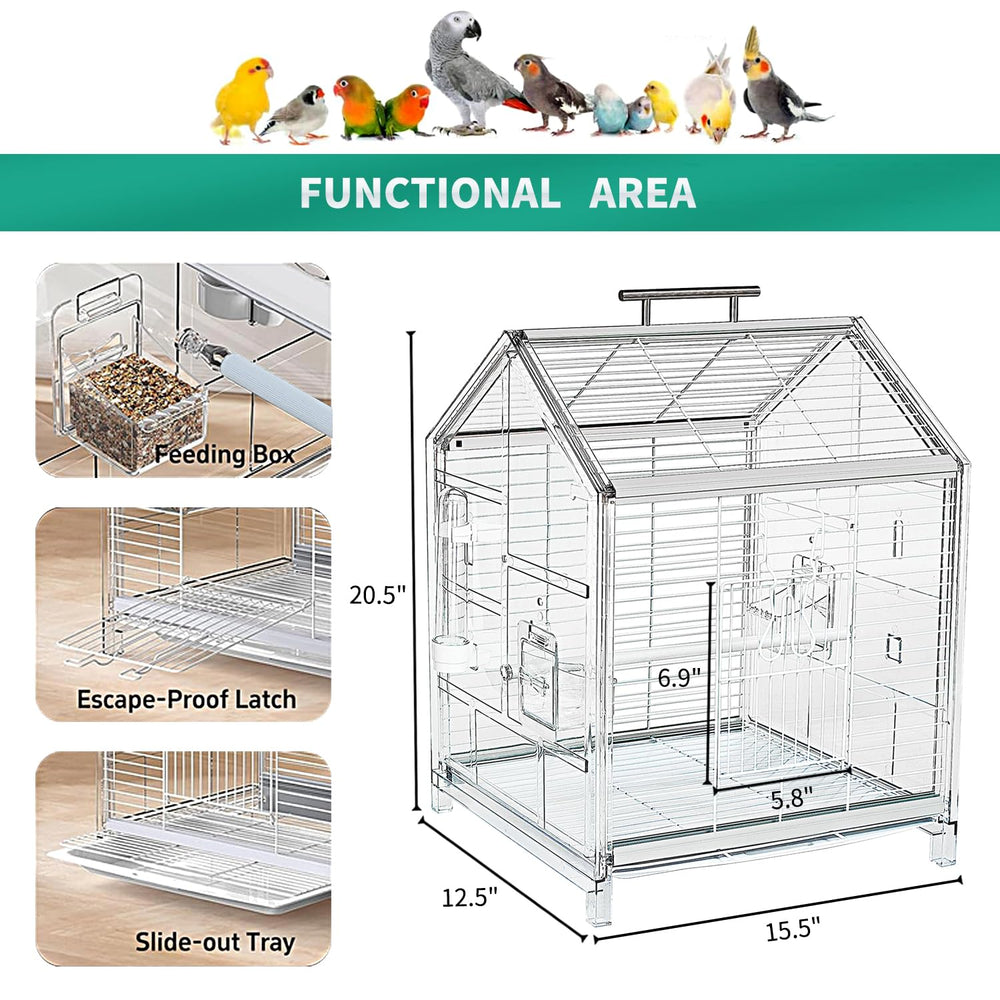 AideeGrowth 20.5-inch small bird cage top view for clear visibility and airflow.