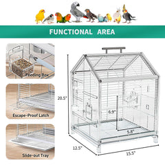 AideeGrowth 20.5-inch small bird cage top view for clear visibility and airflow.