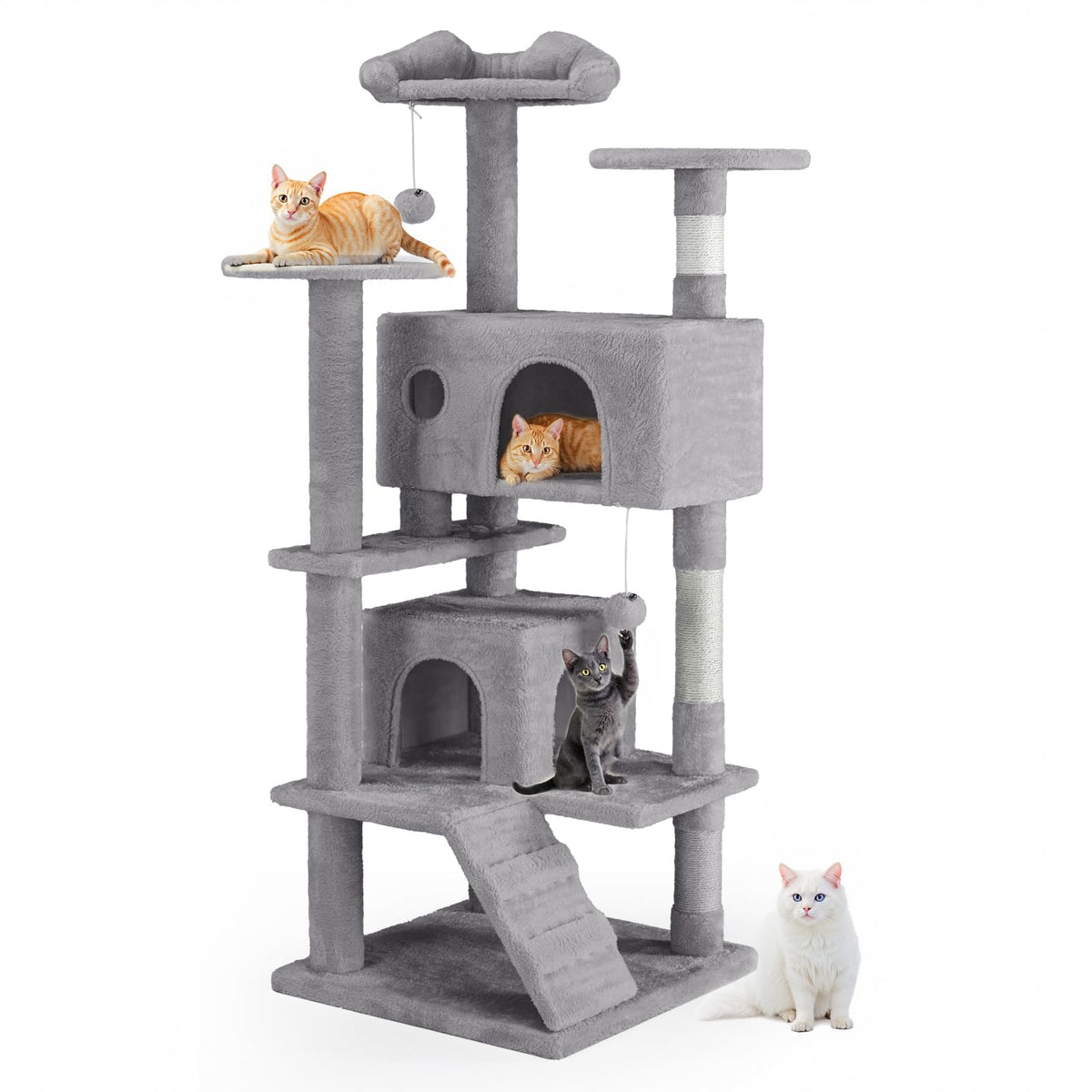 Aidoly cat tree 54-inch top perches for elevated lounging and exploration