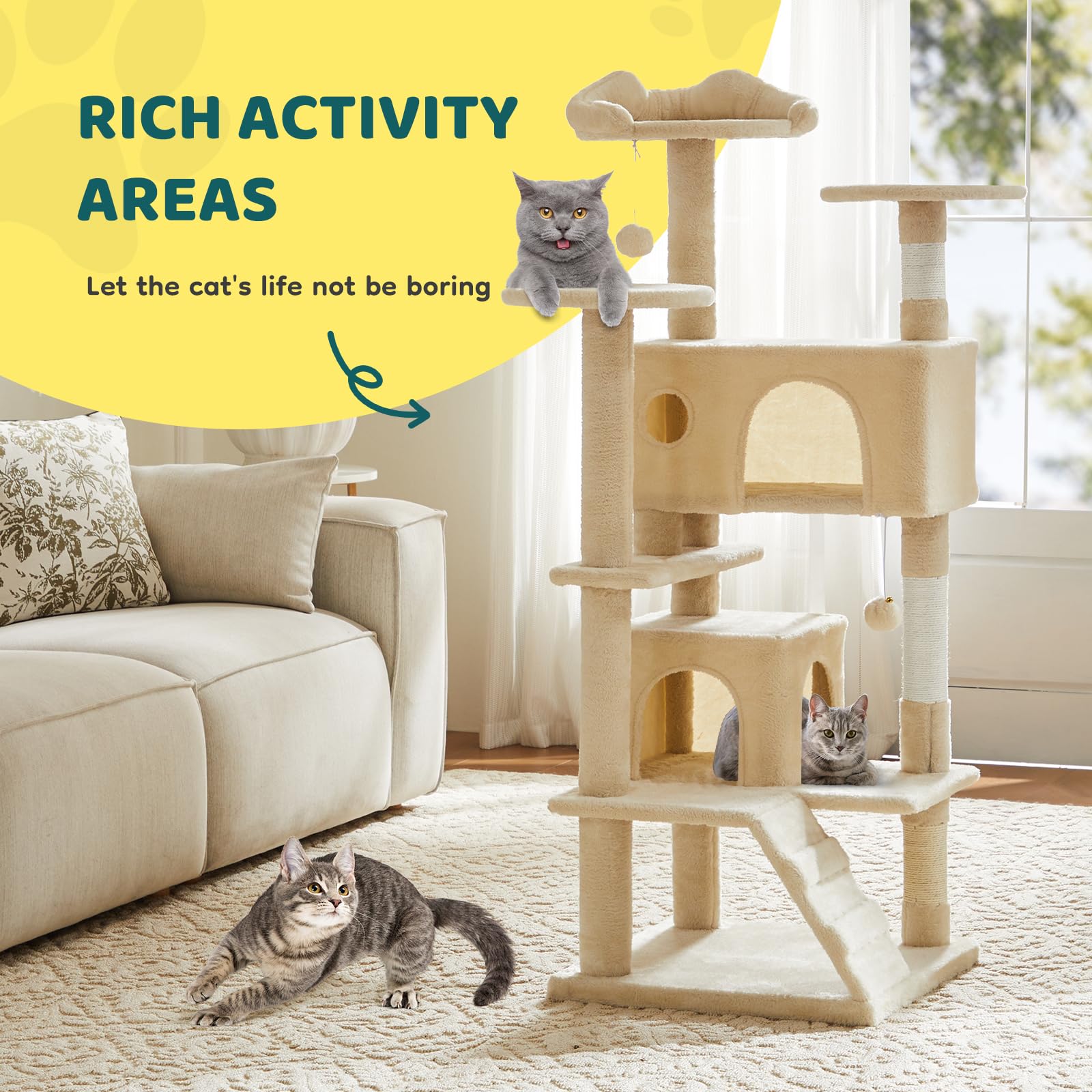 Aidoly Cat Tree 54inch easy assembly with included tools.