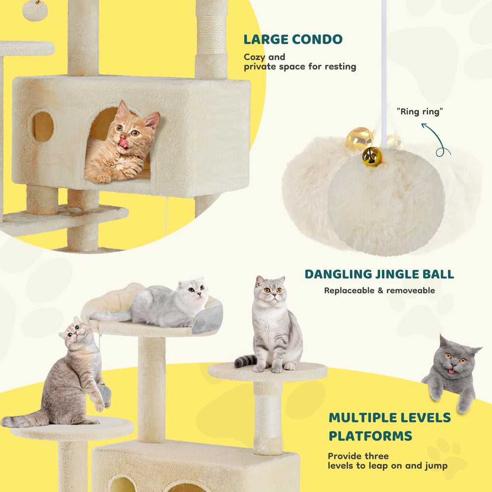 Aidoly Cat Tree 54inch sisal posts deliver durable scratching and claw care.