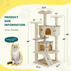 Aidoly Cat Tree 54inch top perch offers a high lookout for curious cats.