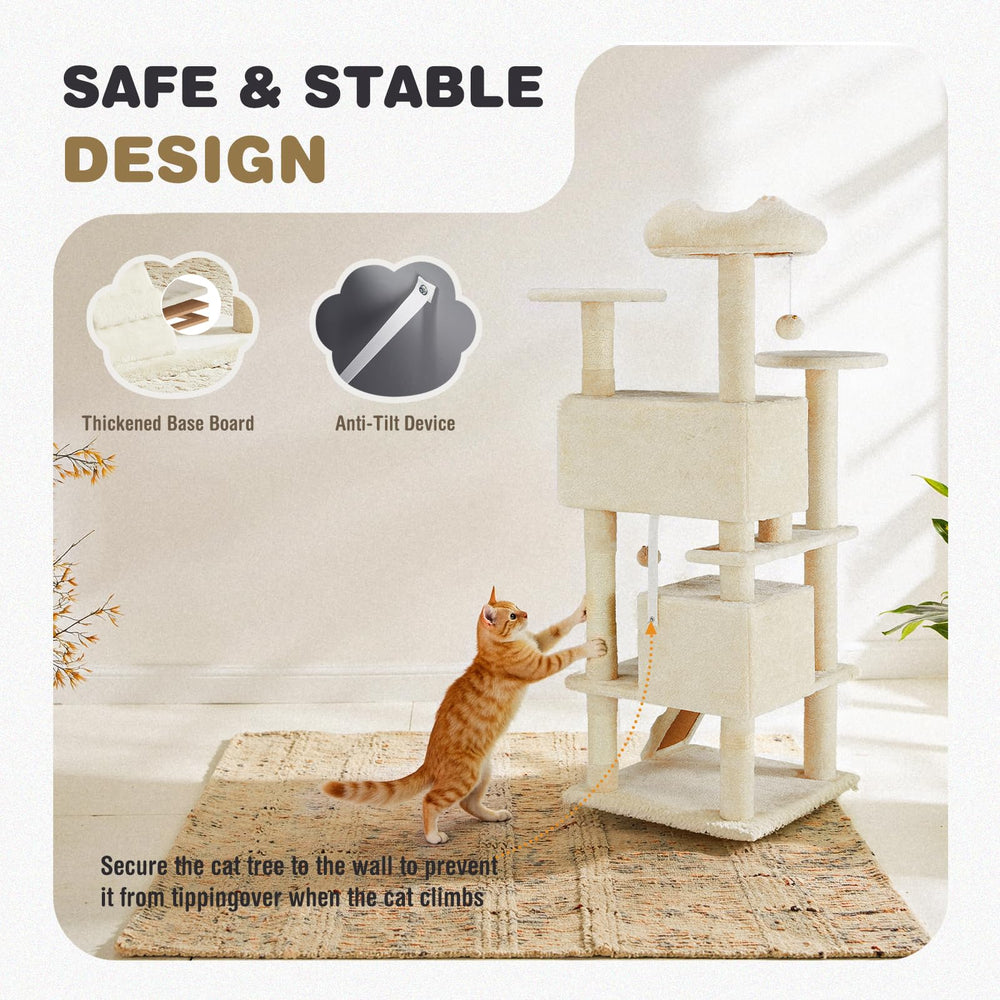 Aidoly Cat Tree anti-tilt design adds stability in homes.