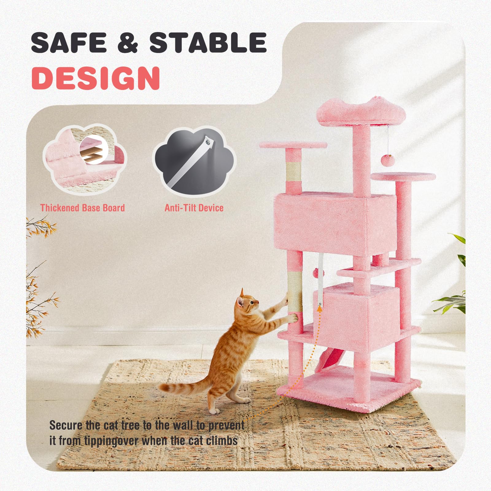 Aidoly Cat Tree anti-tilt device adds stable safety on walls