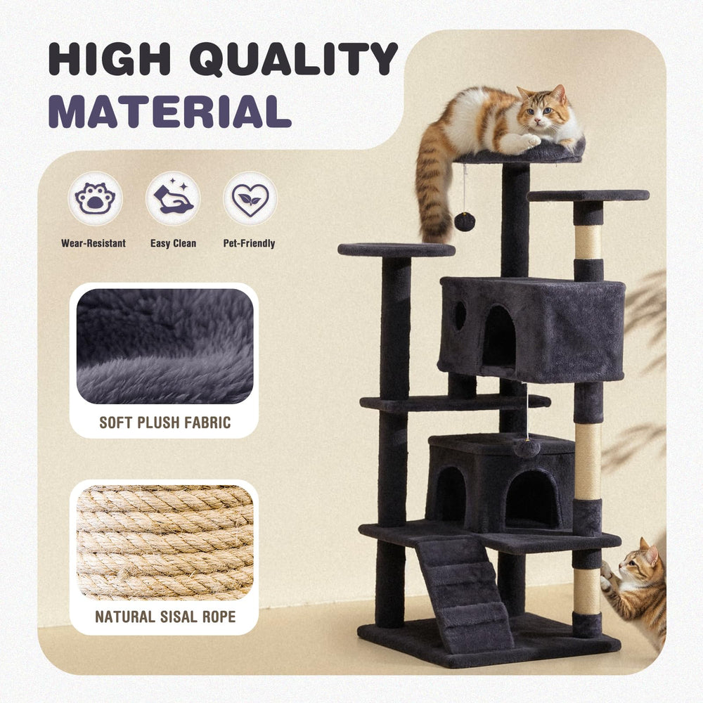 Aidoly Cat Tree built-in ramp adds adventure for climbing cats.