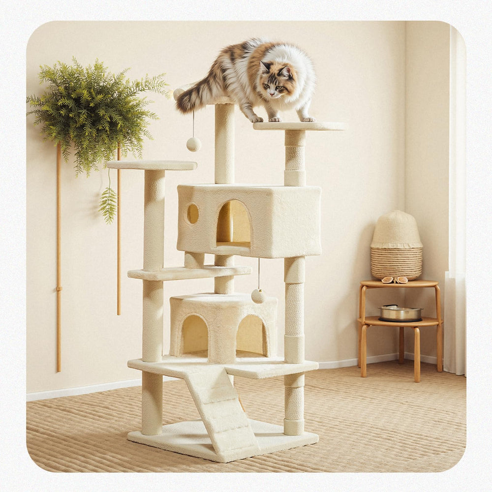 Aidoly Cat Tree cozy condos provide private resting spaces for cats.